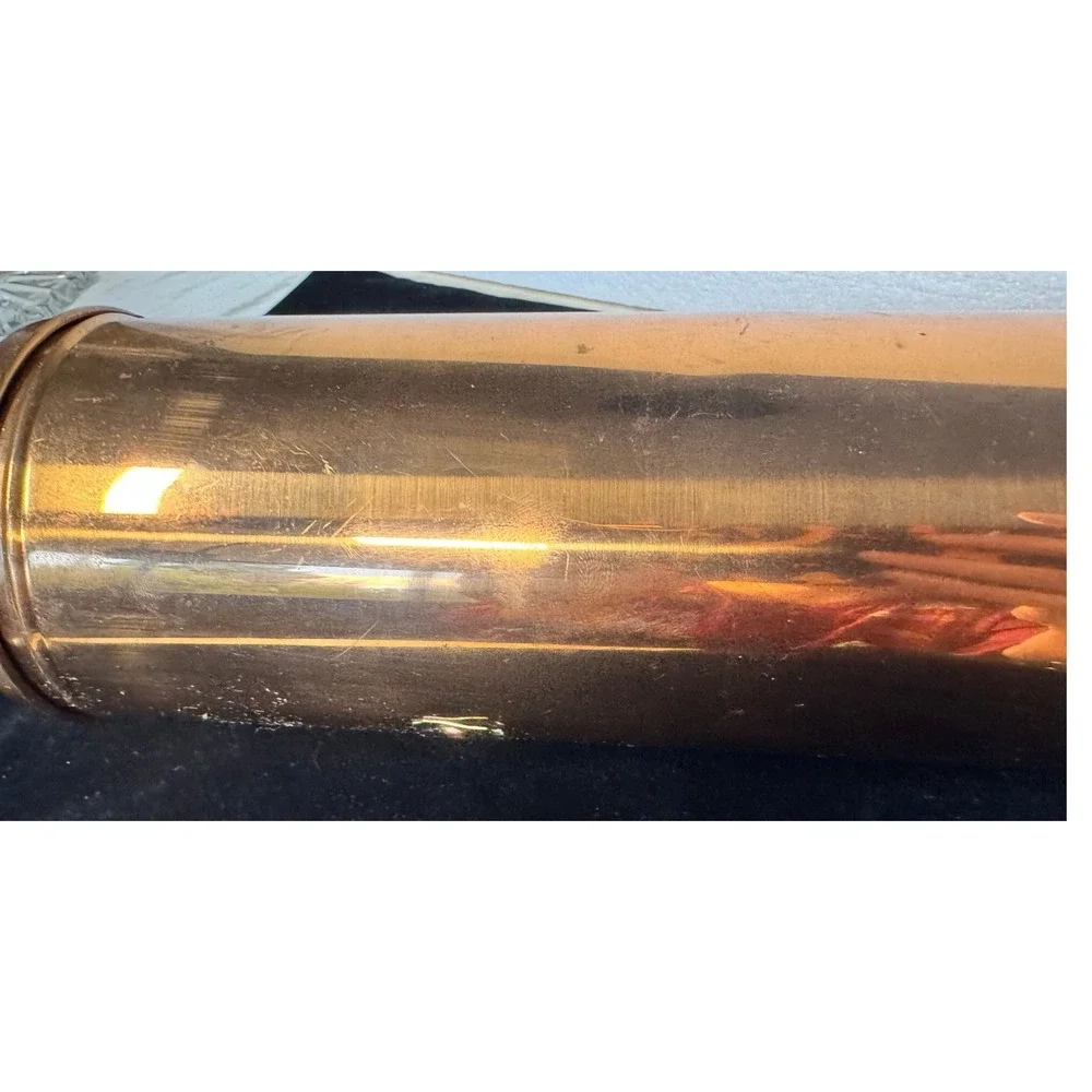 Vintage Solid Copper Pasta Canister Tall Cylinder Storage Jar Korea Brass Label